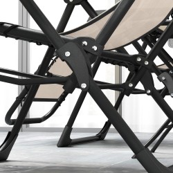 Puutarhan lepotuolisetti 3-osainen, 2 taittuvaa aurinkotuolia ja sivupöytä, metalli/Texteline, beige