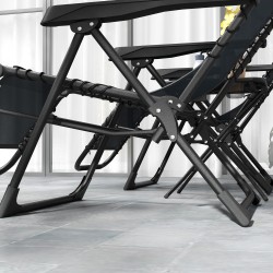 Zero gravity -lepotuolisetti ulkokäyttöön, 2 taitettavaa tuolia ja pöytä mukitelineillä, harmaa