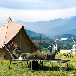 Taitettava aurinkotuoli puutarhaan, 5-asentoinen selkänoja, teräsrunko, max 120 kg, musta