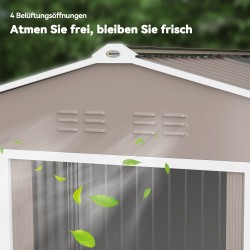 Metallinen pihavarasto liukuovilla ja tuuletusaukoilla 277 x 195 x 192 cm vaaleanharmaa