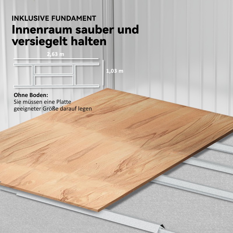 Metallinen pihavarasto liukuovilla ja ilmanvaihtoaukoilla 277 x 195 x 192 cm tummanharmaa