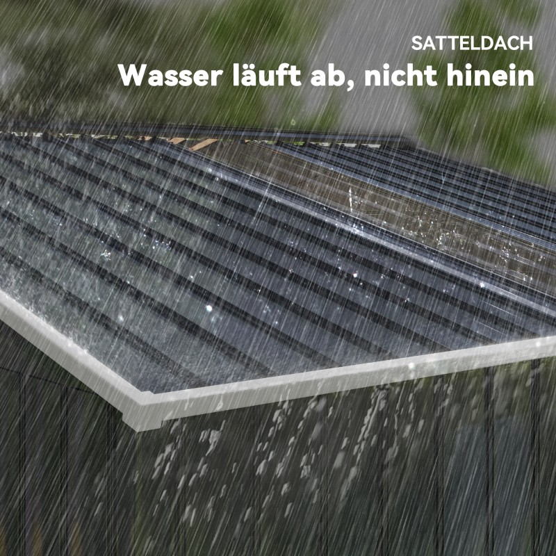 Metallinen pihavarasto liukuovilla ja ilmanvaihtoaukoilla 277 x 195 x 192 cm tummanharmaa