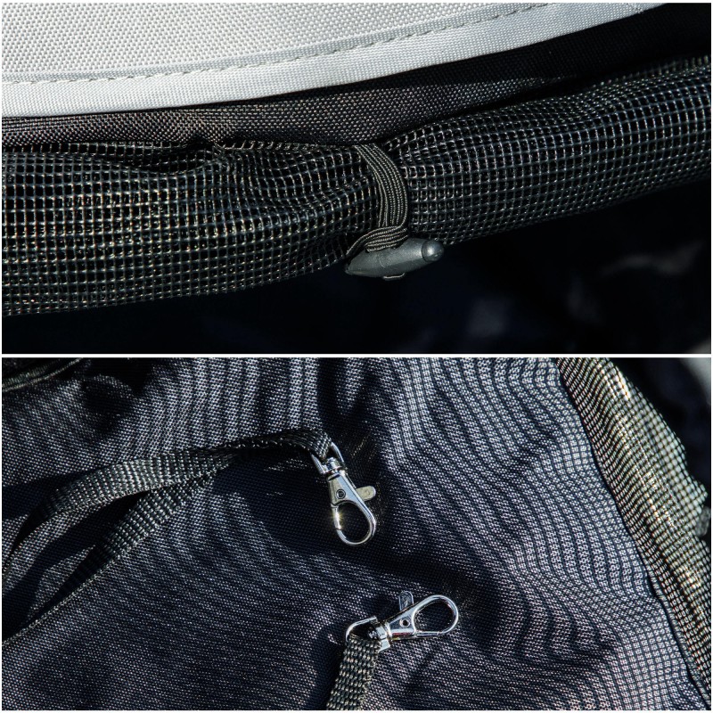 Lemmikkirattaat koiralle tai kissalle, teräsrunko ja 600D-kangas, 76 x 44 x 103 cm, vaaleanharmaa