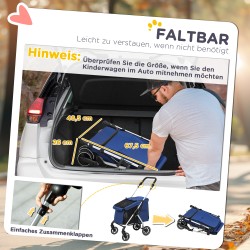 Lemmikkirattaat pienelle koiralle, kevyt taittuva alumiinirunko, pestävä pehmuste, tummansininen