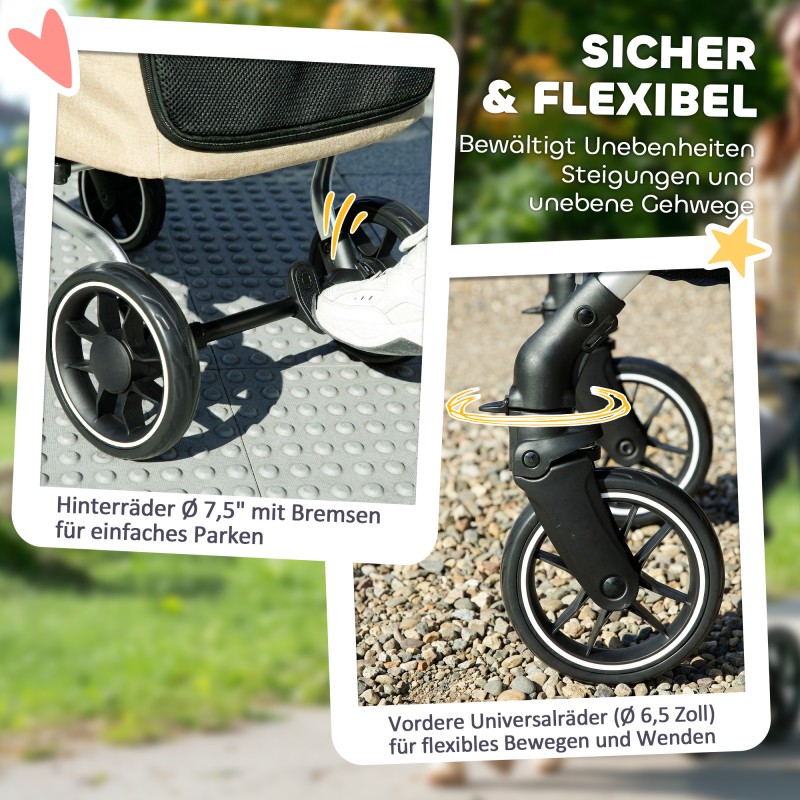 Lemmikkirattaat pienille koirille ja kissoille, kevyt alumiinirunko, taitettava, khaki