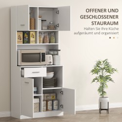 Keittiökaappi astiakaappi MDF 80 x 35 x 180 cm valkoinen, laatikko ja soft-close ovet