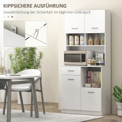 Keittiökaappi astiakaappi MDF 80 x 35 x 180 cm valkoinen, laatikko ja soft-close ovet