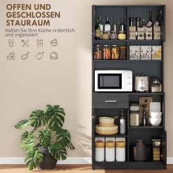 Astiakaappi keittiöön MDF 80 x 35 x 180 cm musta, laatikko ja soft-close ovet