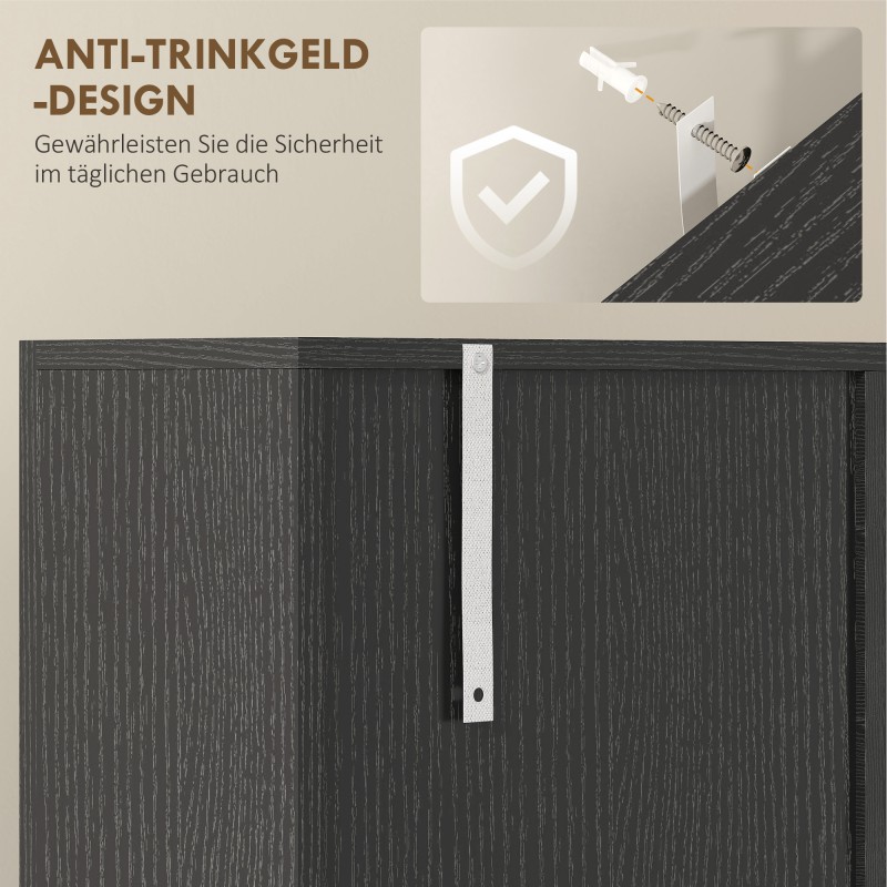 Astiakaappi keittiöön MDF 80 x 35 x 180 cm musta, laatikko ja soft-close ovet