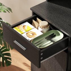 Astiakaappi keittiöön MDF 80 x 35 x 180 cm musta, laatikko ja soft-close ovet