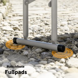 Piknik- ja campingsetti, 3-osainen pöytä ja 2 penkkiä, taitettava, muovi/metalli, valkoinen