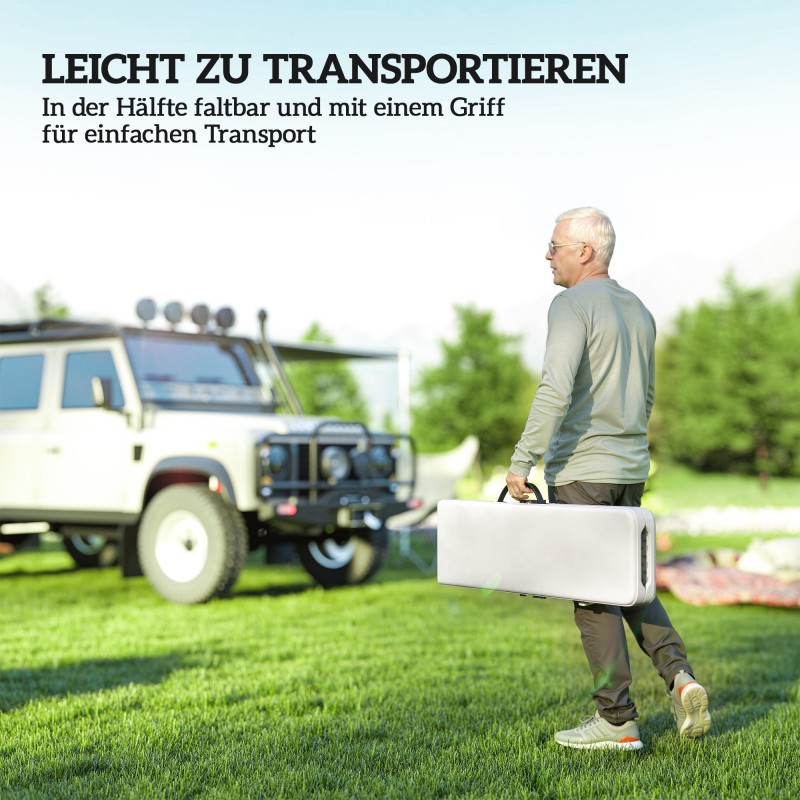 Kokoontaitettava ulkopenkki 2 kpl, metalli ja HDPE, 182 cm, 240 kg kantavuus, valkoinen