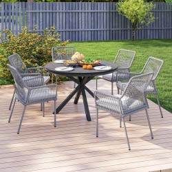 Pyöreä ulkopöytä Ø 118 cm, alumiinirunko ja komposiittikansi, musta