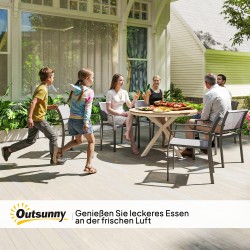 Pyöreä ulkopöytä Ø118 cm, alumiinirunko ja puu-muovikomposiittikansi, teak-sävy