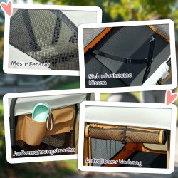 Lemmikkikärry koirille ja kissoille, teräsrunko ja 600D Oxford, 110 x 65 x 102 cm, enint. 30 kg, ruskea-beige-musta