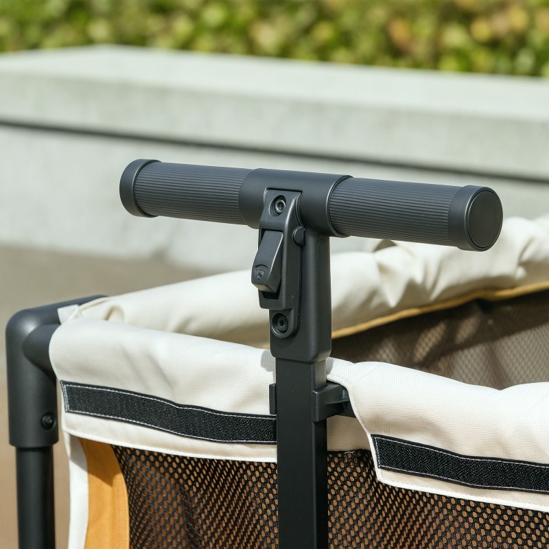 Lemmikkikärry koirille ja kissoille, teräsrunko ja 600D Oxford, 110 x 65 x 102 cm, enint. 30 kg, ruskea-beige-musta