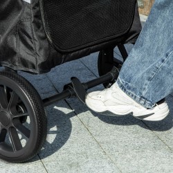 Lemmikkirattaat isoille koirille, taitettava koiravaunu 30 kg asti, 4 pyörää, turvaremmit, harmaa