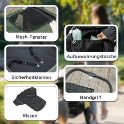 Lemmikkiratas suurille koirille, taitettava koiravaunu 30 kg, 4 pyörää, turvakiinnitykset, tummanvihreä