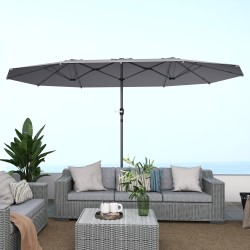 Kaksipuolinen aurinkovarjo teräsrungolla 436 x 260 cm, UV-suoja, tummanharmaa