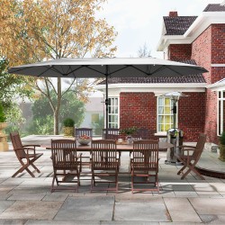 Kaksipuolinen aurinkovarjo teräsrungolla 436 x 260 cm, UV-suoja, tummanharmaa