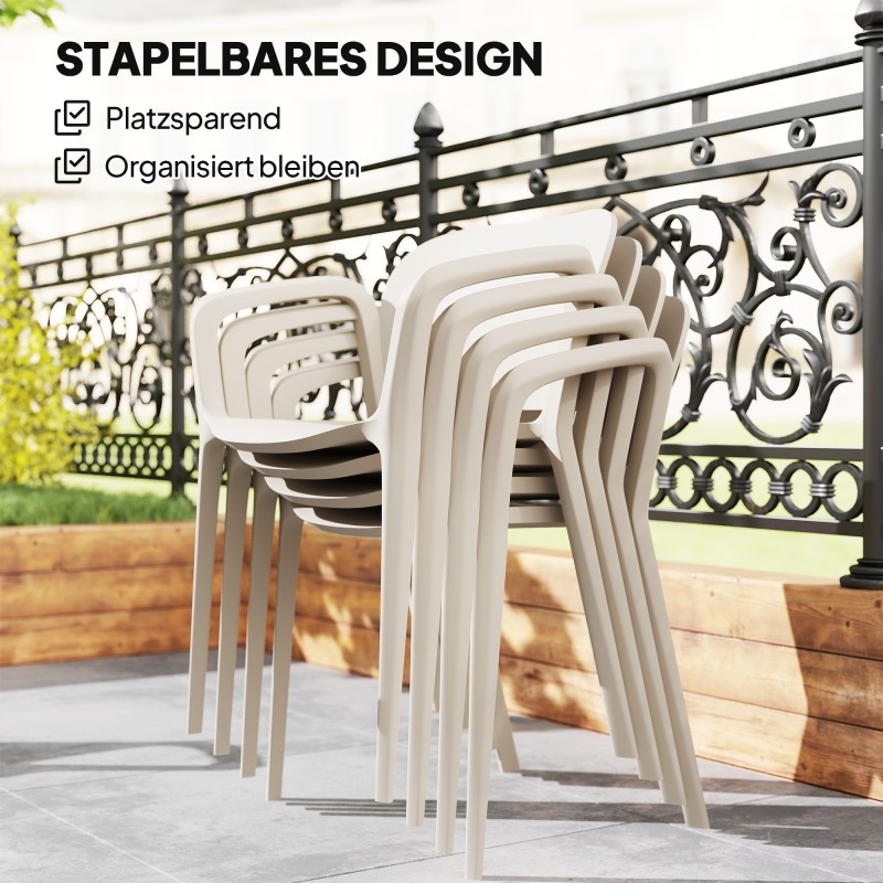 Puutarhatuoli 4 kpl setti ulkokäyttöön, muovi, pinottava, valkoinen, kantavuus 120 kg per tuoli