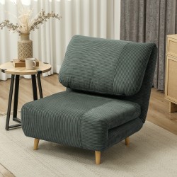 2-in-1 vierassänkynojatuoli, säädettävä selkänoja, puurunko, 82 x 87 x 89 cm, vihreä cord-kangas