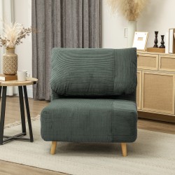 2-in-1 vierassänkynojatuoli, säädettävä selkänoja, puurunko, 82 x 87 x 89 cm, vihreä cord-kangas