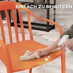 Puutarhatuoli 4 kpl setti ulkokäyttöön, pinottava muovituoli käsinojilla, punainen