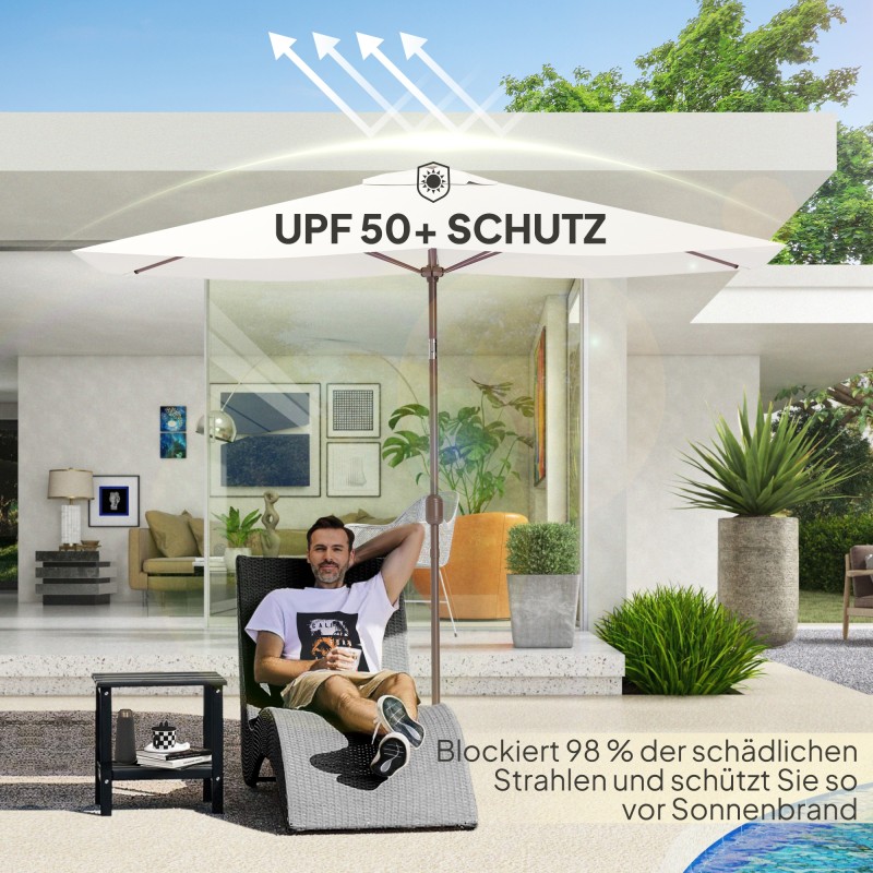 Puutarha- ja terassivarjon vaihtopäällinen 2 x 3 m, 6-pinninen, UV50+, vettä hylkivä, beige