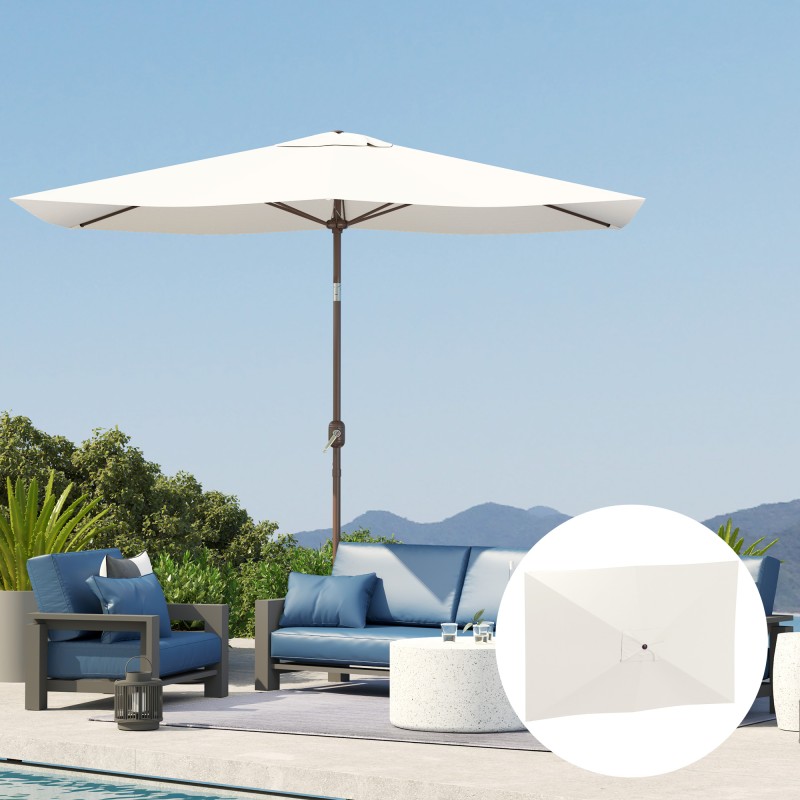 Puutarha- ja terassivarjon vaihtopäällinen 2 x 3 m, 6-pinninen, UV50+, vettä hylkivä, beige