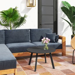 Pyöreä metallinen parveke- ja sohvapöytä Ø70 x 42 cm, musta