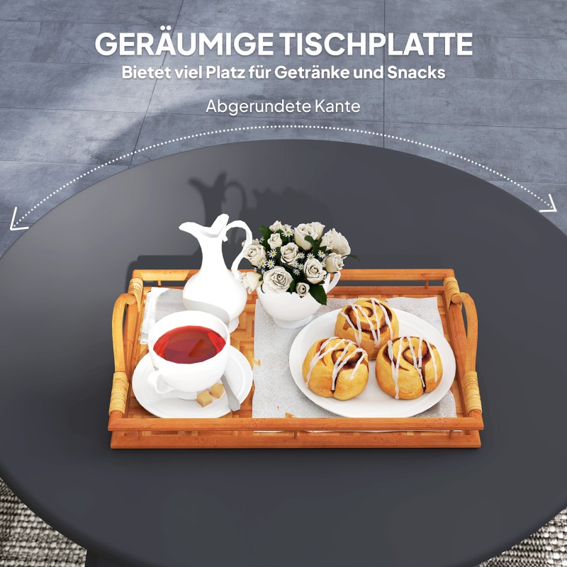 Pyöreä metallinen parveke- ja sohvapöytä Ø70 x 42 cm, musta