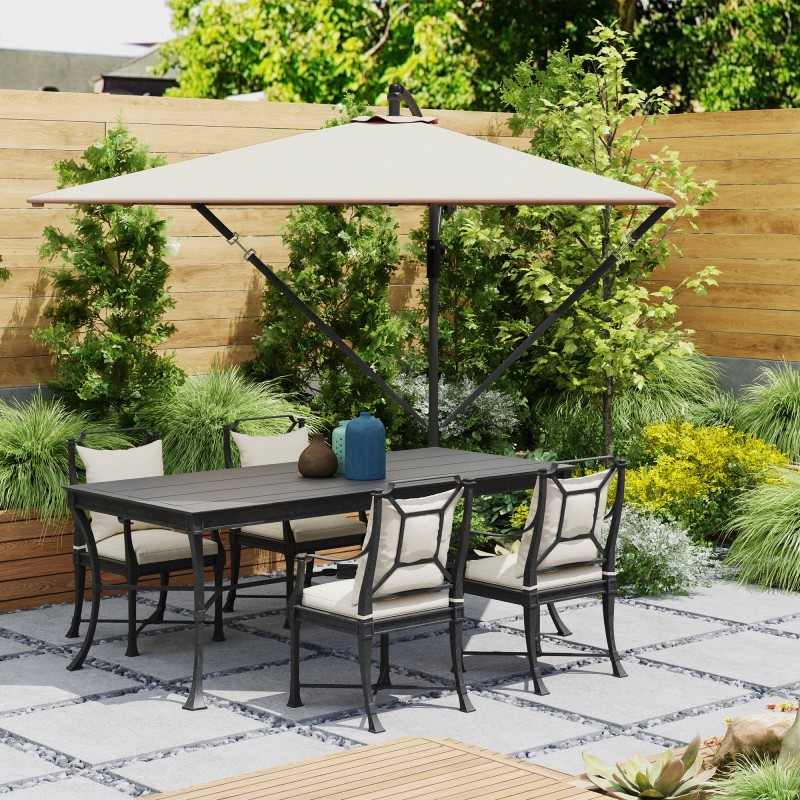 Riippuva aurinkovarjo Ø260 cm, metallirunko, vettä hylkivä ja UV-suoja 50+, khaki