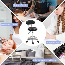 Pyörällinen työtuoli selkänojalla ja jalkatuella, keinonahka, säädettävä, musta