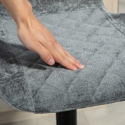 Säädettävät baarituolit keittiöön 2 kpl, selkänojalla, chenille-kangas, harmaa-musta