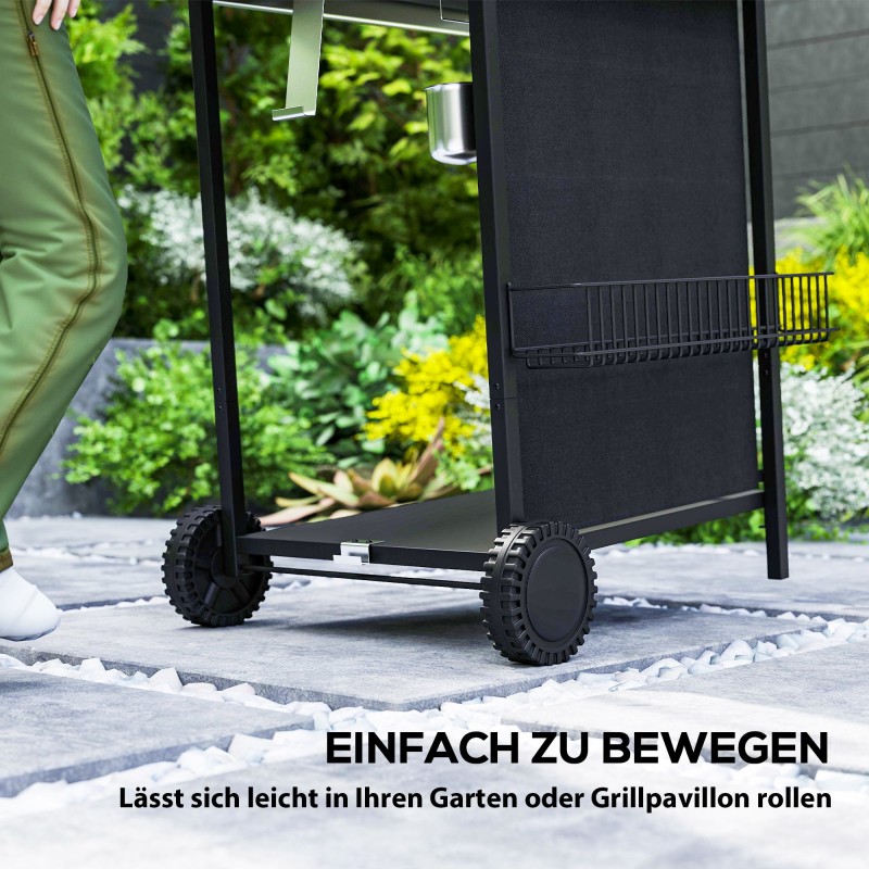 Kaasugrilli 3 polttimella ja sivukeittimellä 7 kW, 107 x 54 x 96 cm, musta