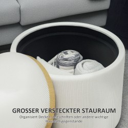 Säilytysrahi sohvapöydällä Ø56 cm chenille MDF cremevalkoinen