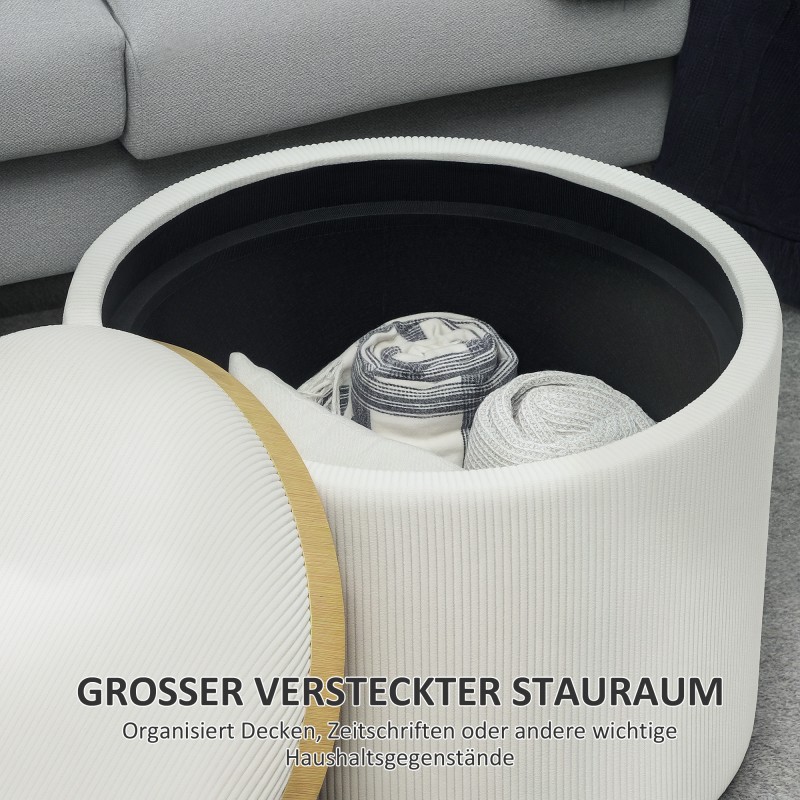 Säilytysrahi sohvapöydällä Ø56 cm chenille MDF cremevalkoinen