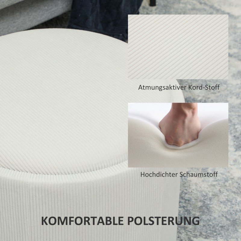 Säilytysrahi sohvapöydällä Ø56 cm chenille MDF cremevalkoinen