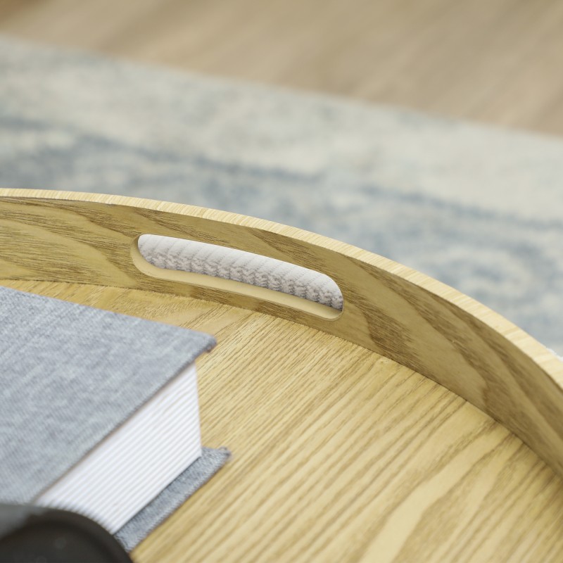 Säilytysrahi sohvapöydällä Ø56 cm chenille MDF cremevalkoinen