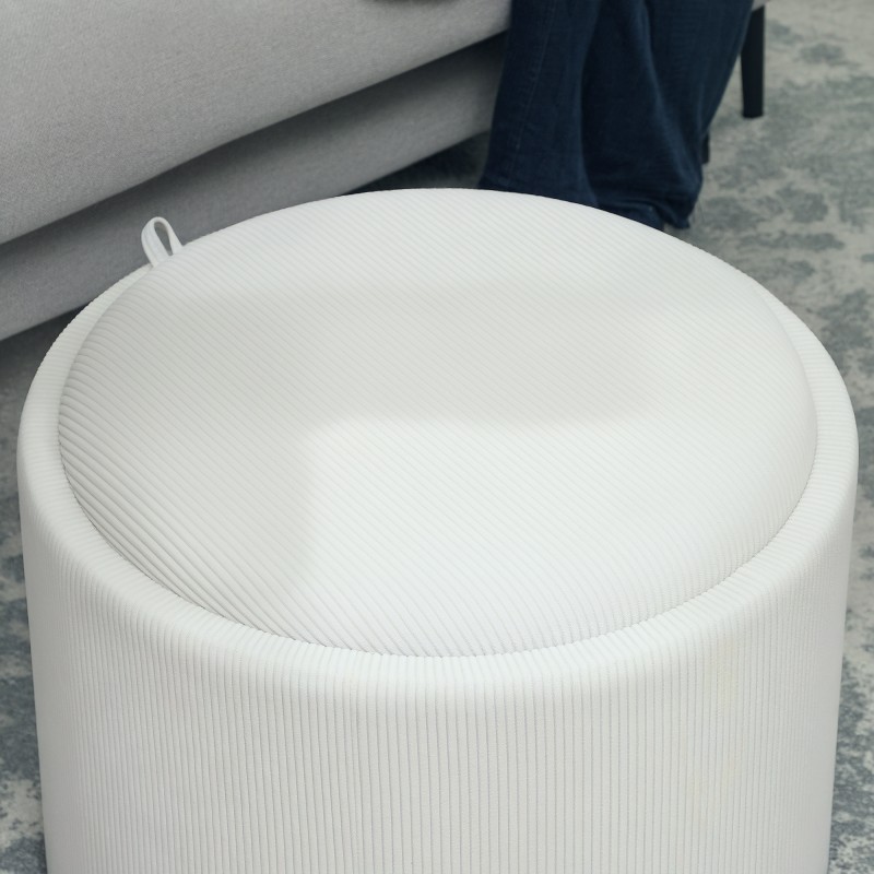 Säilytysrahi sohvapöydällä Ø56 cm chenille MDF cremevalkoinen