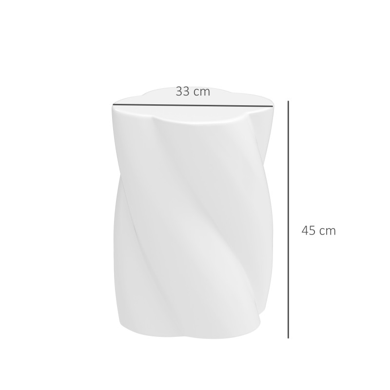 Keraaminen istuinjakkara ulko- ja sisäkäyttöön, spiraalimuoto, Ø33 x 45 cm, 120 kg, valkoinen