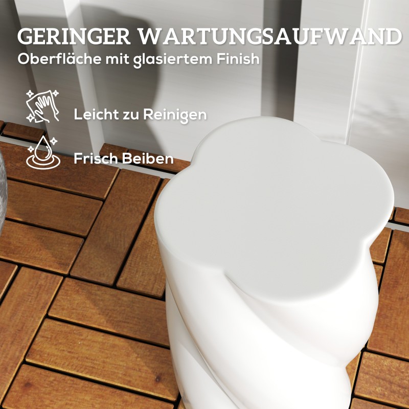 Keraaminen istuinjakkara ulko- ja sisäkäyttöön, spiraalimuoto, Ø33 x 45 cm, 120 kg, valkoinen