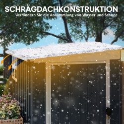 Pihavarasto ja puutarhatyökalujen säilytyssuoja, teräs, ikkuna, ilmanvaihto, lukittava, tummanharmaa