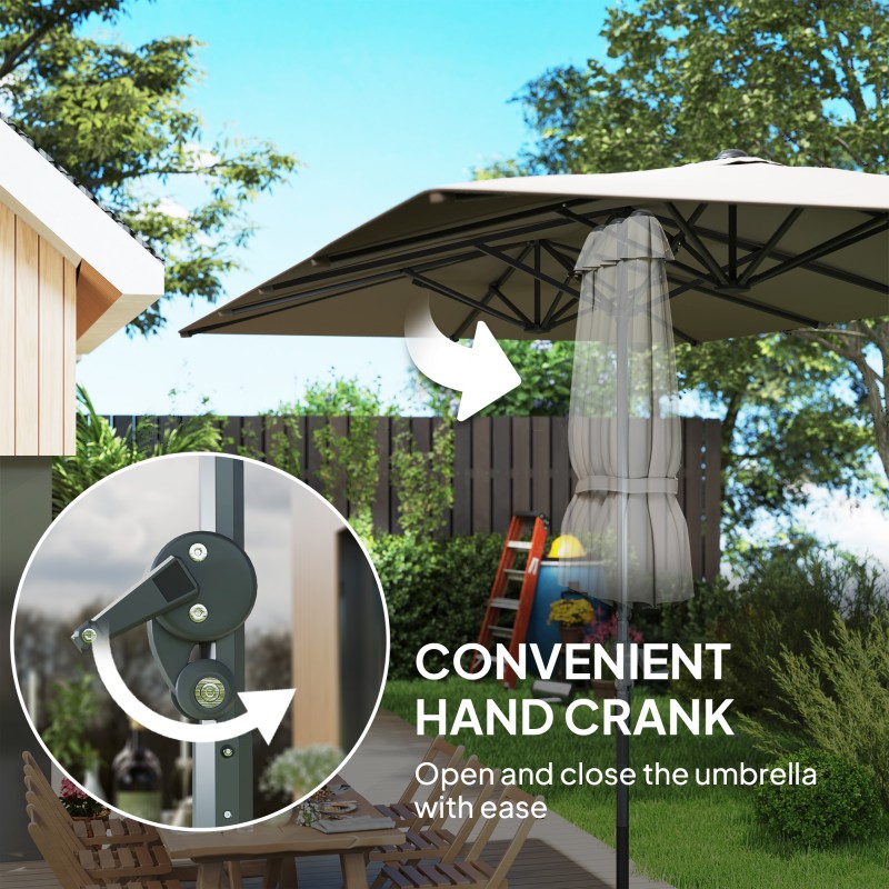 Kaksipuolinen terassivarjo ulkokäyttöön, alumiinirunko, 451 x 264 cm, tummanharmaa