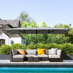 Kaksipuolinen terassivarjo ulkokäyttöön, alumiinirunko, 451 x 264 cm, tummanharmaa