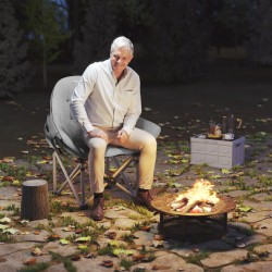 Retkituoli taitettava pehmustettu keinonahka metalli sivutasku kuljetuspussi 120 kg tummanharmaa