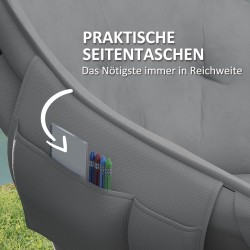 Retkituoli taitettava pehmustettu keinonahka metalli sivutasku kuljetuspussi 120 kg tummanharmaa