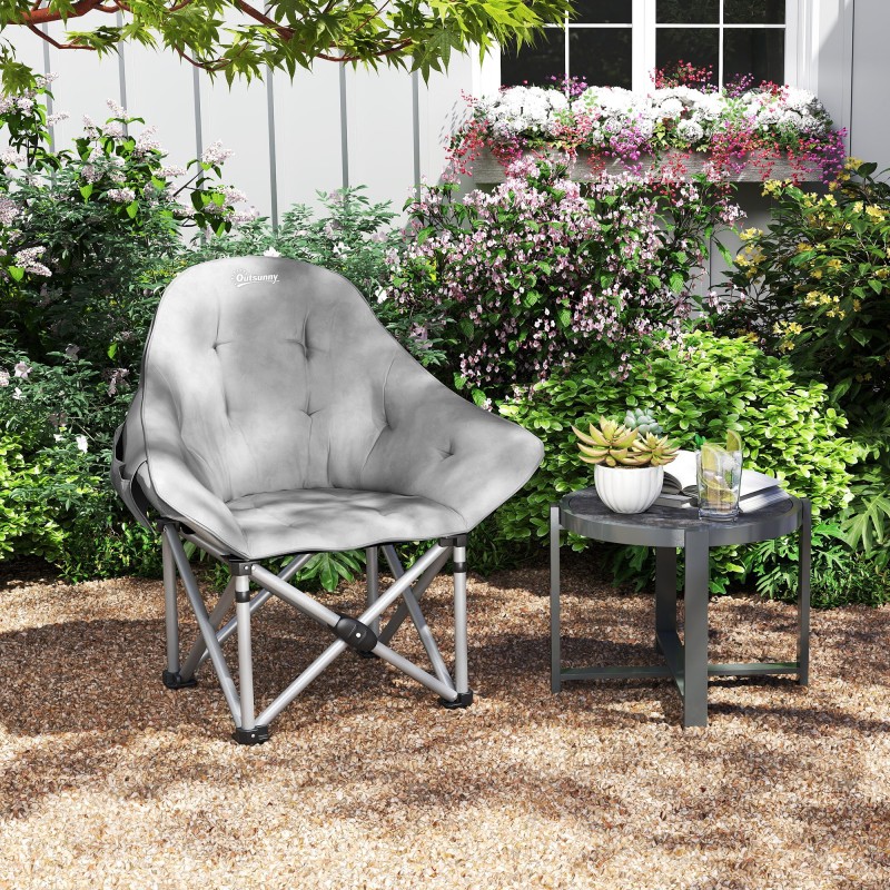 Retkituoli taitettava pehmustettu keinonahka metalli sivutasku kuljetuspussi 120 kg tummanharmaa