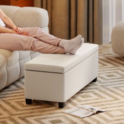 Säilytyspenkki teräsrungolla 112x42x40 cm 84 L beige vakosametti